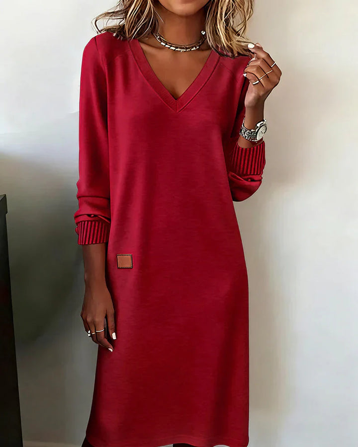 Leonela │ Cozy V-Neck Midi Dress