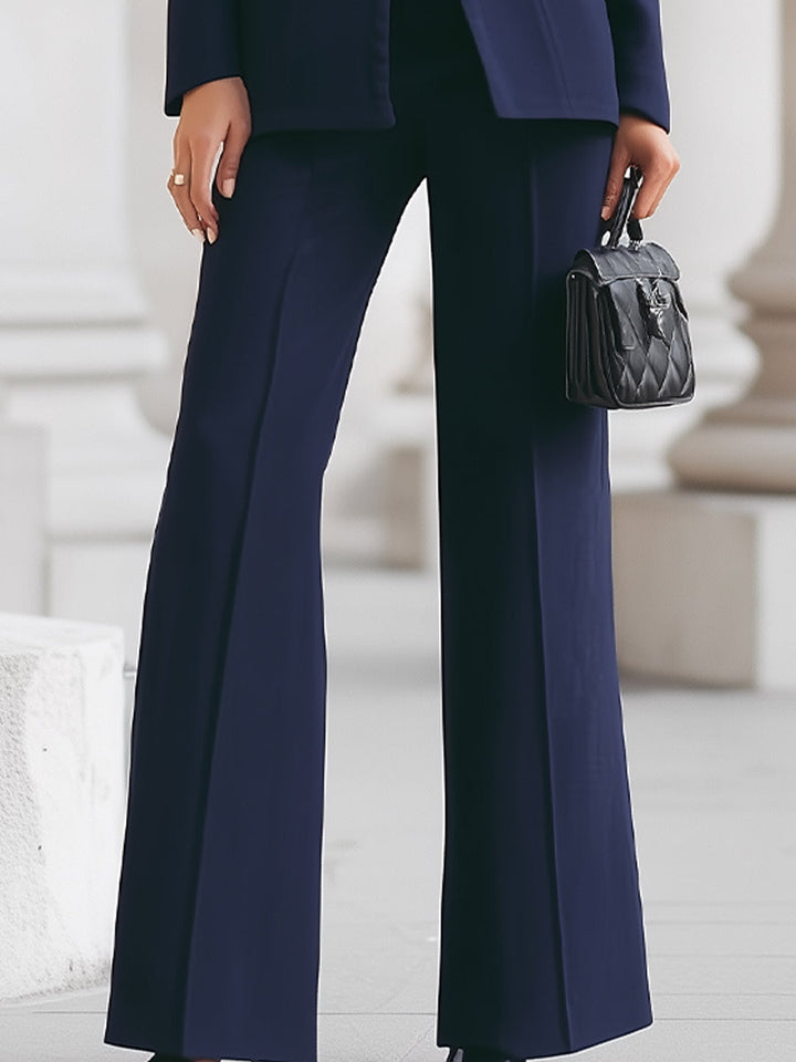 Lauren | Sophisticated  High-Collar Blazer & Wide-Leg Trousers Set