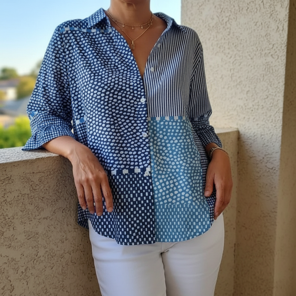 Fia | Ocean Patchwork Blouse