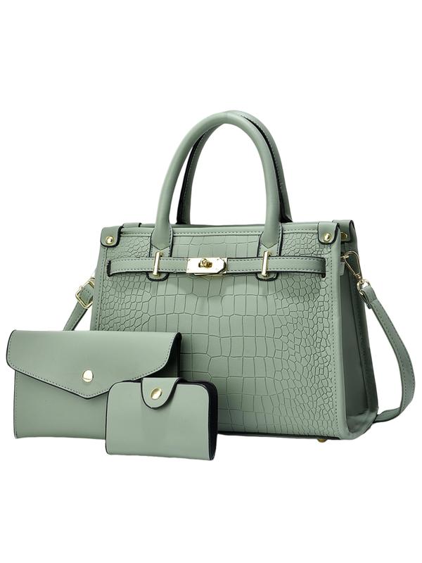 Anora │ Crocodile Embossed Large Capacity Crossbody Handbag Set