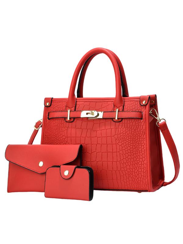 Anora │ Crocodile Embossed Large Capacity Crossbody Handbag Set