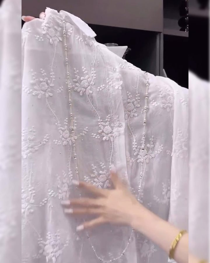 Celeste | Embroidered Solid Color Shirt with Dropped Shoulders