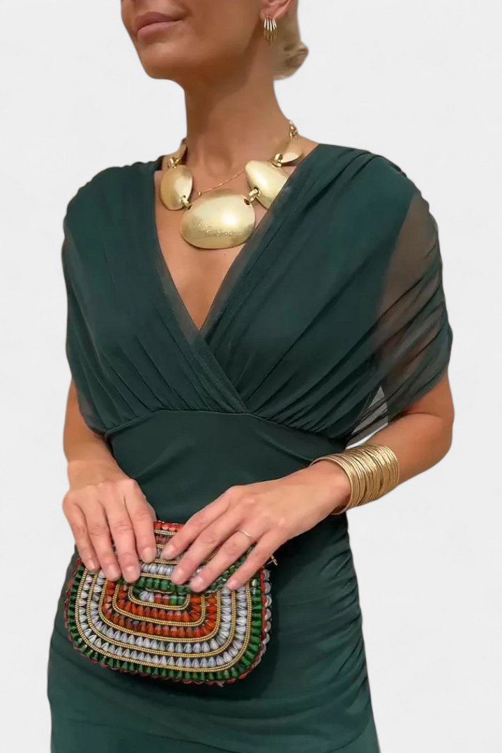 Jadee | Long Floral Dress with V-Neck