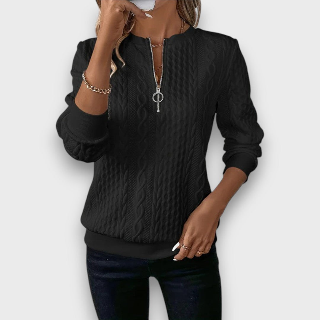 Aurelia | Cable-Knit Zip Front Sweater