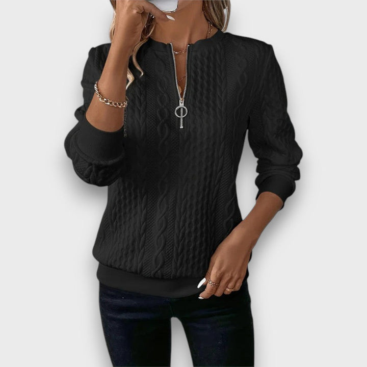 Aurelia | Cable-Knit Zip Front Sweater