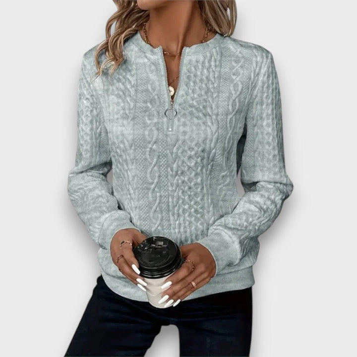 Aurelia | Cable-Knit Zip Front Sweater