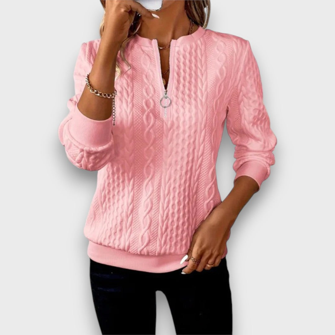 Aurelia | Cable-Knit Zip Front Sweater