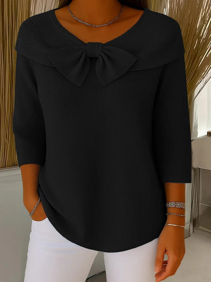 Sarina | Women's Sweater with Bow and Round Neckline