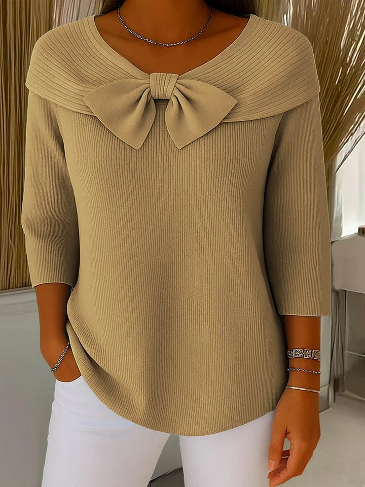 Sarina | Women's Sweater with Bow and Round Neckline