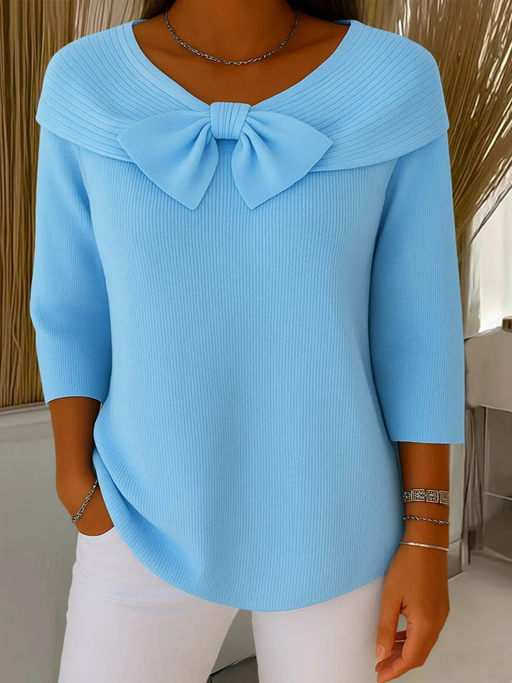 Sarina | Women's Sweater with Bow and Round Neckline