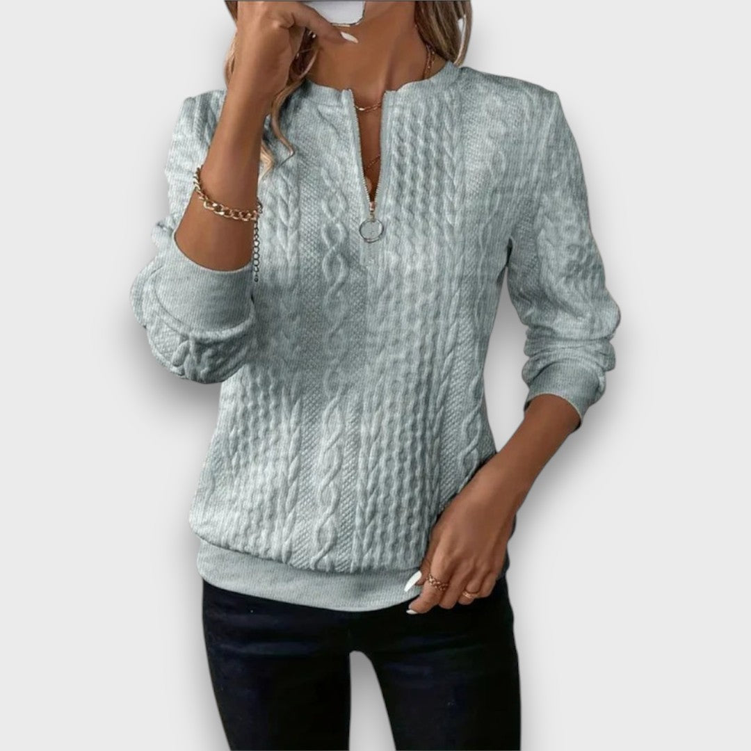 Aurelia | Cable-Knit Zip Front Sweater
