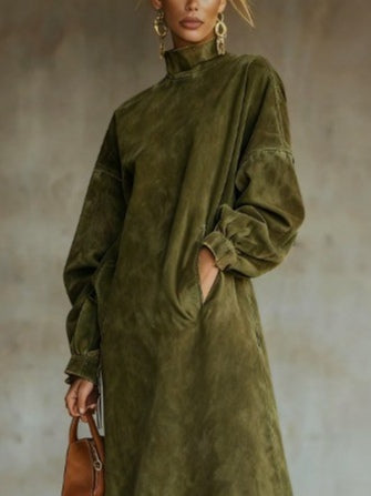 Annalise | Suede Turtleneck Dress