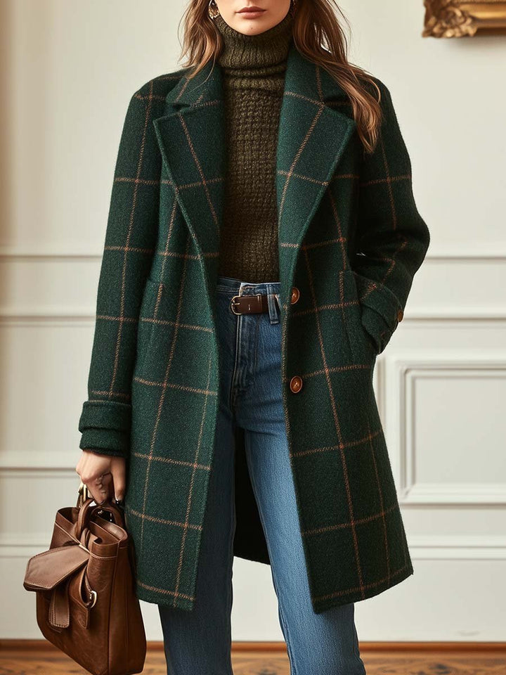 Lorraine | Retro Lapel Plaid Tweed Coat