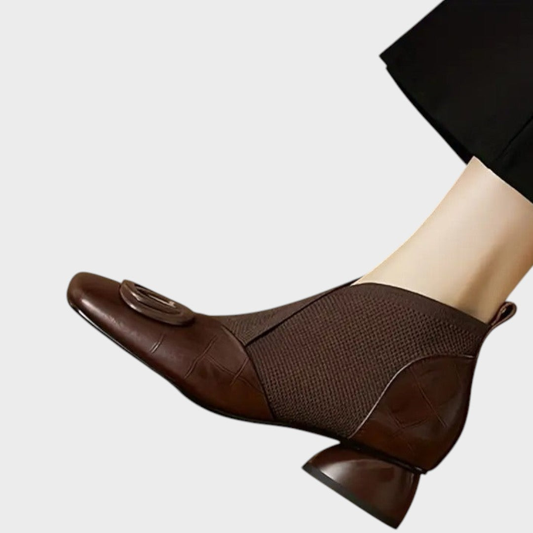 Abigail | Leather Ankle Boots with Elastic