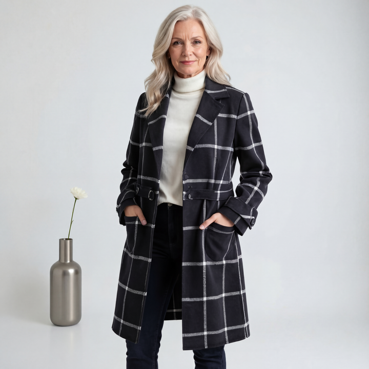 Lorraine | Retro Lapel Plaid Tweed Coat