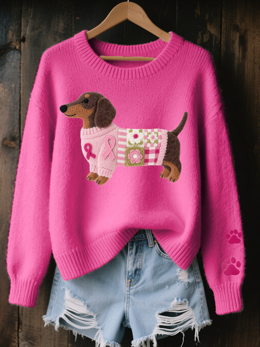 Alba | Knitted Sweater with Dachshund Felt Motif