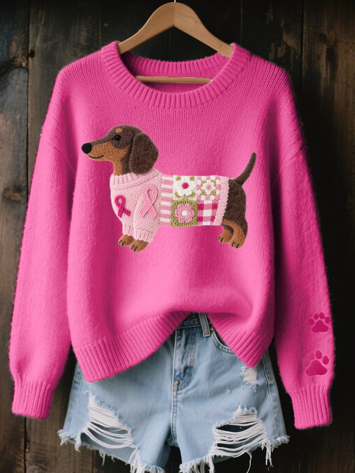 Alba | Knitted Sweater with Dachshund Felt Motif