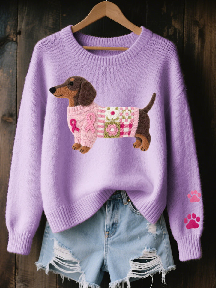 Alba | Knitted Sweater with Dachshund Felt Motif
